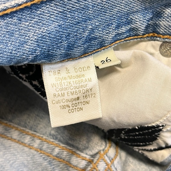 Rag & Bone Jean Dive Ramona Floral Embroidered Distressed Blue Denim Jean Skirt - Picture 8 of 12